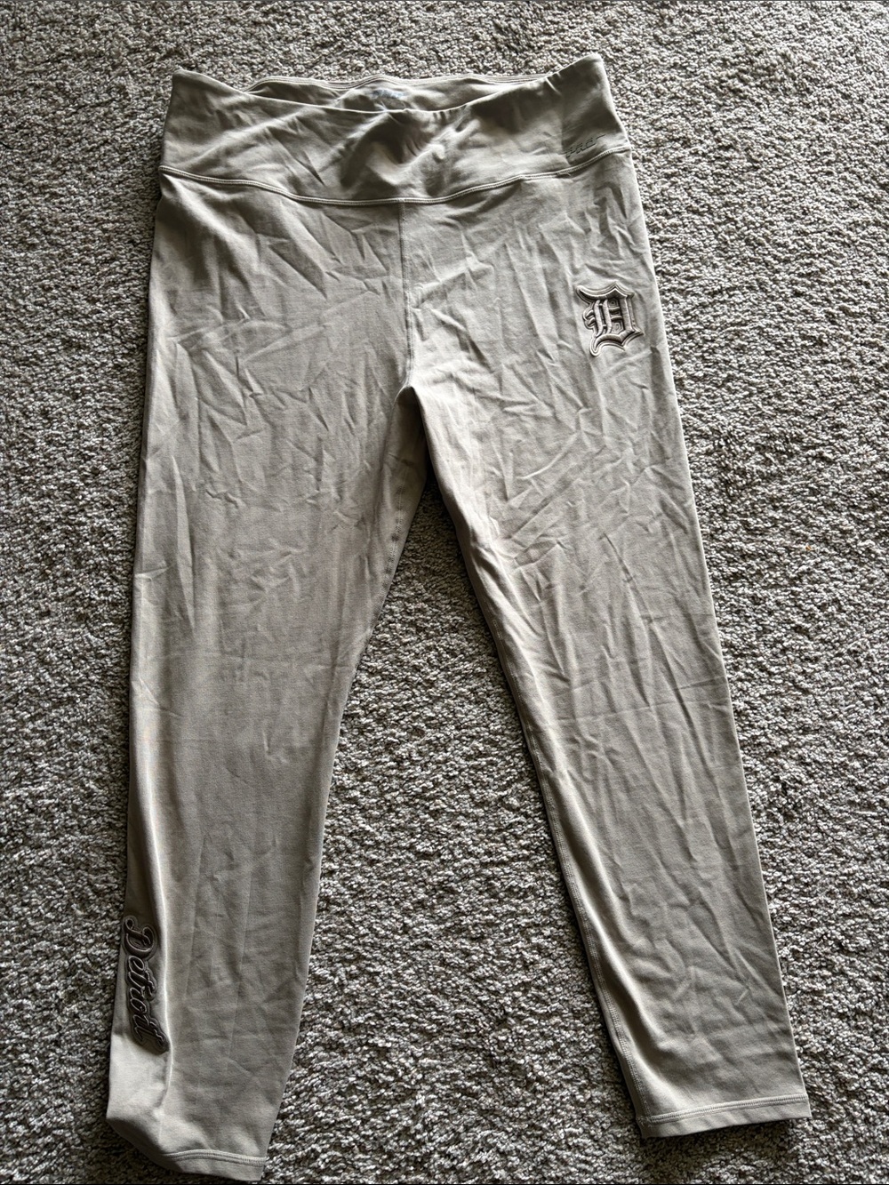Beige Kids Leggings with Script Logo